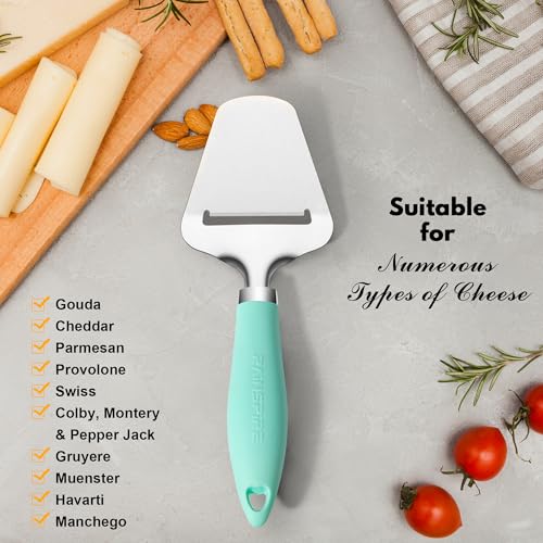 Image of Rainspire Upgraded Non-Stick Cheese Slicers for Block Cheese Multi-Functional Cheese Cutter for Mozzarella, Cheddar, Gruyere Charcuterie Accessories Dishwasher Safe Kitchen Tools, Mint Green