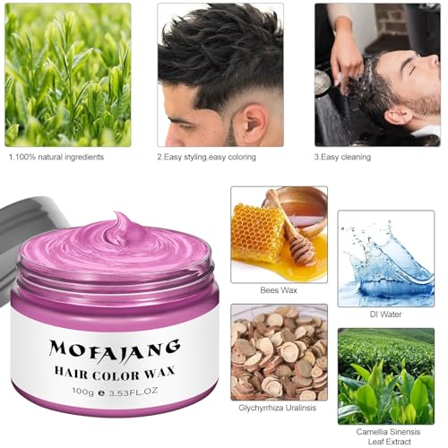 Image of EFLY Hair Wax Color Pink Temporary Hair Color Dye Washable 4.23 oz