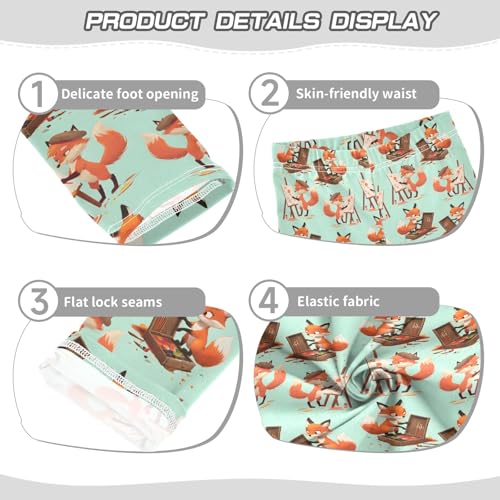 Drawing of Fox Girls Leggings Athletic Pants Tights Stretch Bottom3