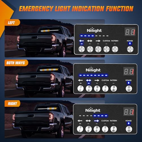 Image of Nilight 144LED Traffic Advisor Strobe Light Bar with Controller Amber White | Emergency Warning Lights Hazard Interior Front /Rear Windshield Flashing for Cars Plow Trucks Construction Vehicles