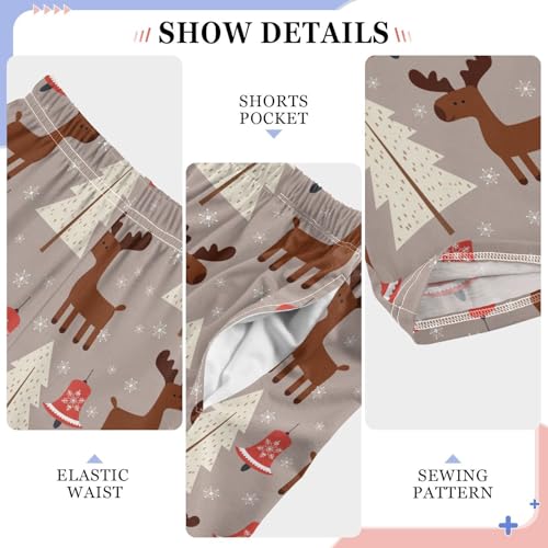 Moose Snowflake Tree Boys Long Pants Soft Trousers Elastic Waist Kids Lounge Bottoms with Pockets S-XL4