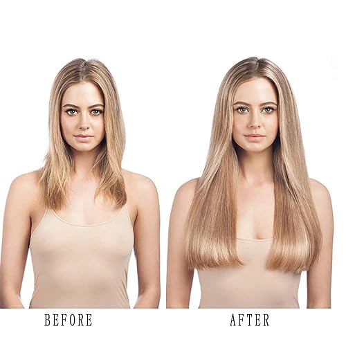 Miniatura 6 de OMGREAT 4 extensiones de cabello sintético ondulado con clip, 4 extensiones de cabello con clip, color marrón degradado a rubio ceniza