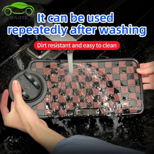 SARTE Car Dashboard Mat Anti-Slip Rubber Pad with Phone Holder Universal Non Slip Car Dashboard Sticky Adhesive Mat for Phones Sunglasses Keys(Black/Grey) Chess Design (Black/Grey) 5 51EYAVXzqNL