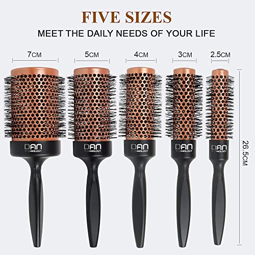 Round Hair Brush Set, Boar Bristle Combs With Nano Ionic Tech & Ceramic Coating For Blow Drying, Styling, Curling And Shine, Professional Salon Tool, Suitable For All Hair Types (With Travel Bag) #TOP6