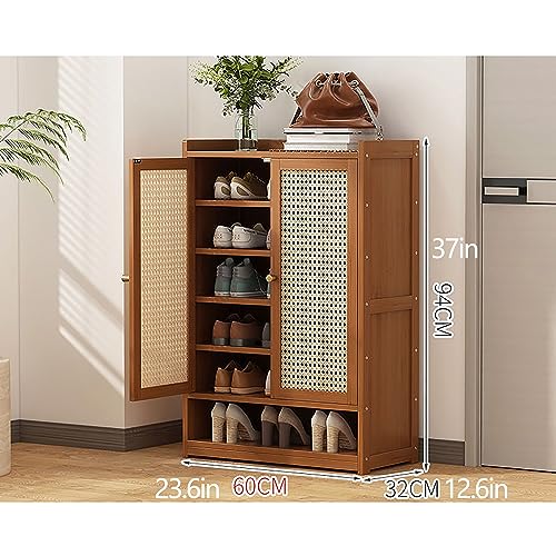 Étagère armoire à chaussures et buffet de rangement en rotin pour entrée - 2