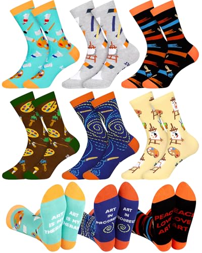 Berlune 6 Pairs Artist Socks for Women Men Funny Painting Cr