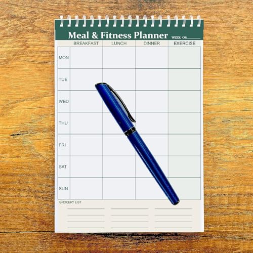 Image of AccuPrints A5 Weekly Fitness Meal Planner Notepad with Exercise Shopping List 50 Sheets in a Pad Size - 5.8 x 8.2 Inch | For Grocery List