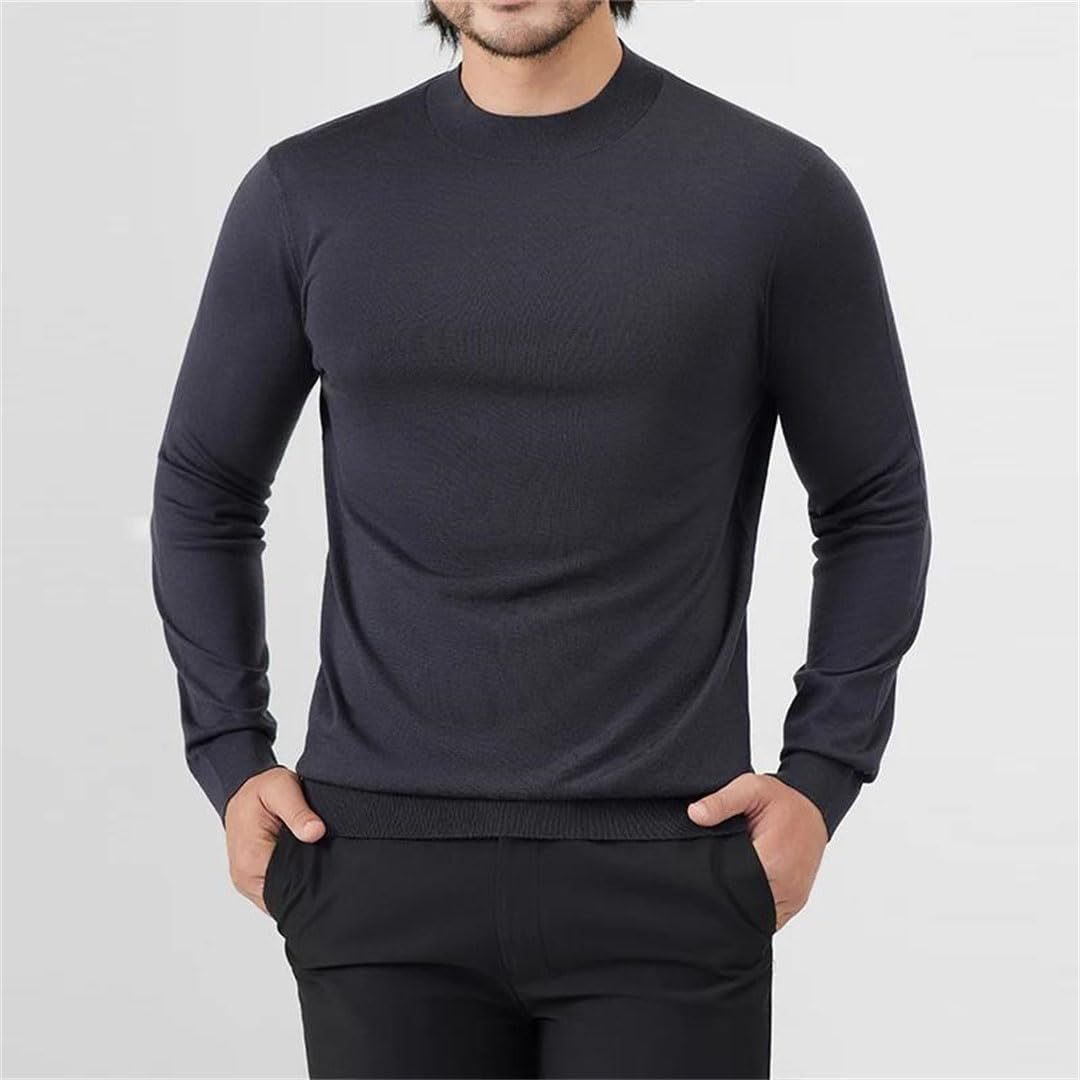 Men's Worsted Wool Top - Semi-Turtleneck | Spring Thin Anti-Pilling
