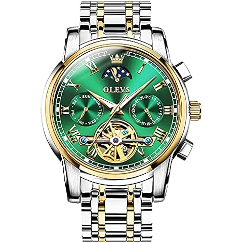 OLEVS Men's Green Tourbillon Automatic Watch Cover