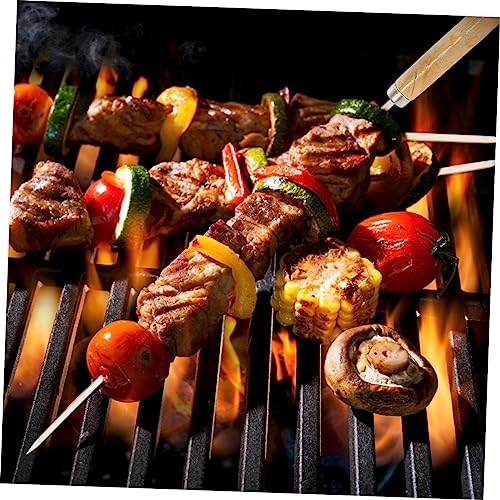 YARNOW 20 Peças De Aço Inoxidável Kebab Stick Ferramentas De Madeira Peru Cachorros-Quentes Garfos D