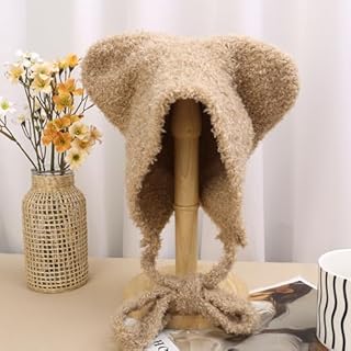 Plush Little Bear Knitted Hat Cute Japanese Warm Ear Protection Cap Autumn and Winter Thickened Women's Hats