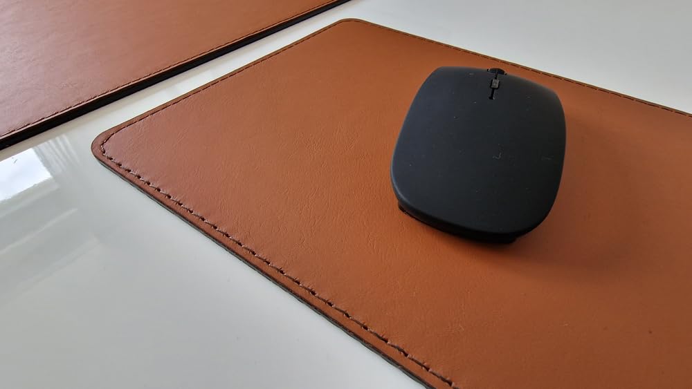 PM Schreibtischunterlage Echt Leder cognac braun mit Mauspad Rindsleder (60cm x 40cm)