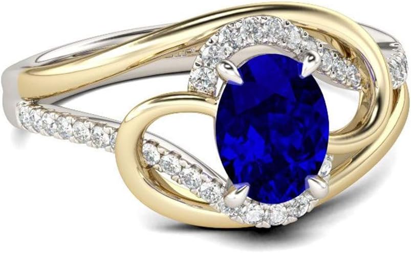 Jeulia Engagement Rings for Women Sterling Silver Oval Cut Wedding Ring Set Simulated Sapphire Ring