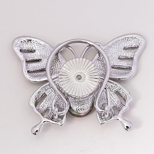 Image of Enamel Colorful Butterfly Abalone Shell Crystal Magnetic Eyeglass Holder Brooch and Pin