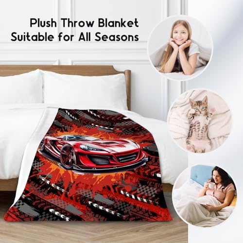 Mercuryelf Blankets for Boys Racing Car Blanket Gifts - 40x50 Inch Cozy Fleece Throw for Kids Teens