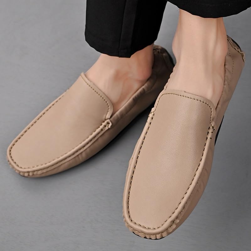 Men's Loafers Square Toe Faux Leather Driving Style Loafer Flat Heel Flexible Slip Resistant Party Classic Slip-on3