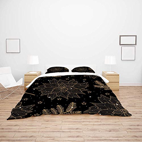 Parure de lit 3 pièces King avec housse de couette Noël en polyester doux