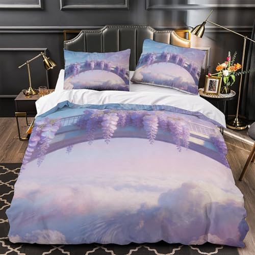 Housse de couette 3D forêt féerique microfibre parure lit double 200x200 - 4