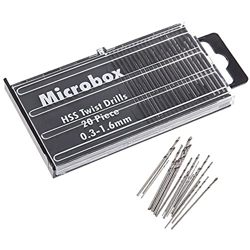 Treki 20Pcs Mini Micro Taladro HSS Brocas Helicoidales de Acero de Alta Velocidad 0.3mm-1.6mm Herramientas Manuales Giratorias Para Fabricación de Modelos