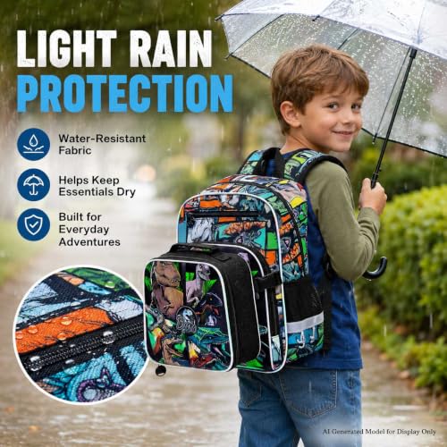 Image of WZLVO 3PCS Kids Dinosaur Backpack Set, 16 inch Cool UV Printing Boys Bookbag /School Bag with Clip-On Lunch Bag & Pencil Bag for Preschool to Elementary - Dinosaur Khaki