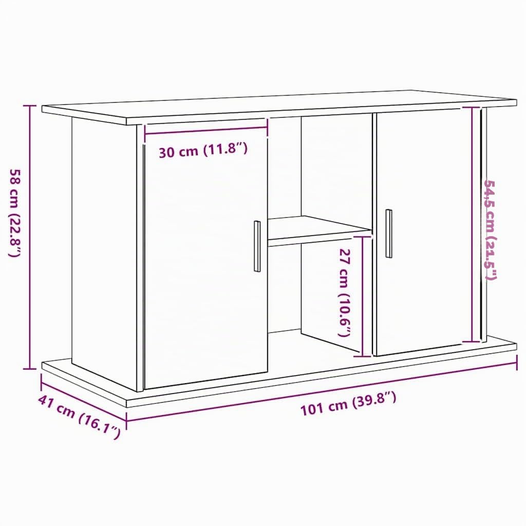 vidaXL Soporte para Acuario de Madera de ingeniería de Roble Negro 101x41x58 cm
