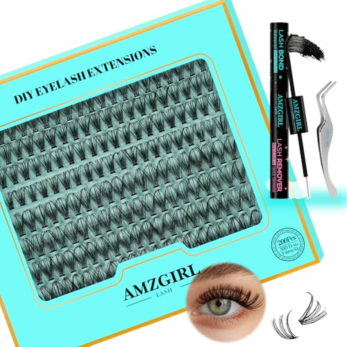 Kit d'extension de cils 200PCS Cluster de cils 30D Curl 9-16mm Mix Kit d'extension de cils avec Lash Bond, Remover et pince à cils pour débutants
