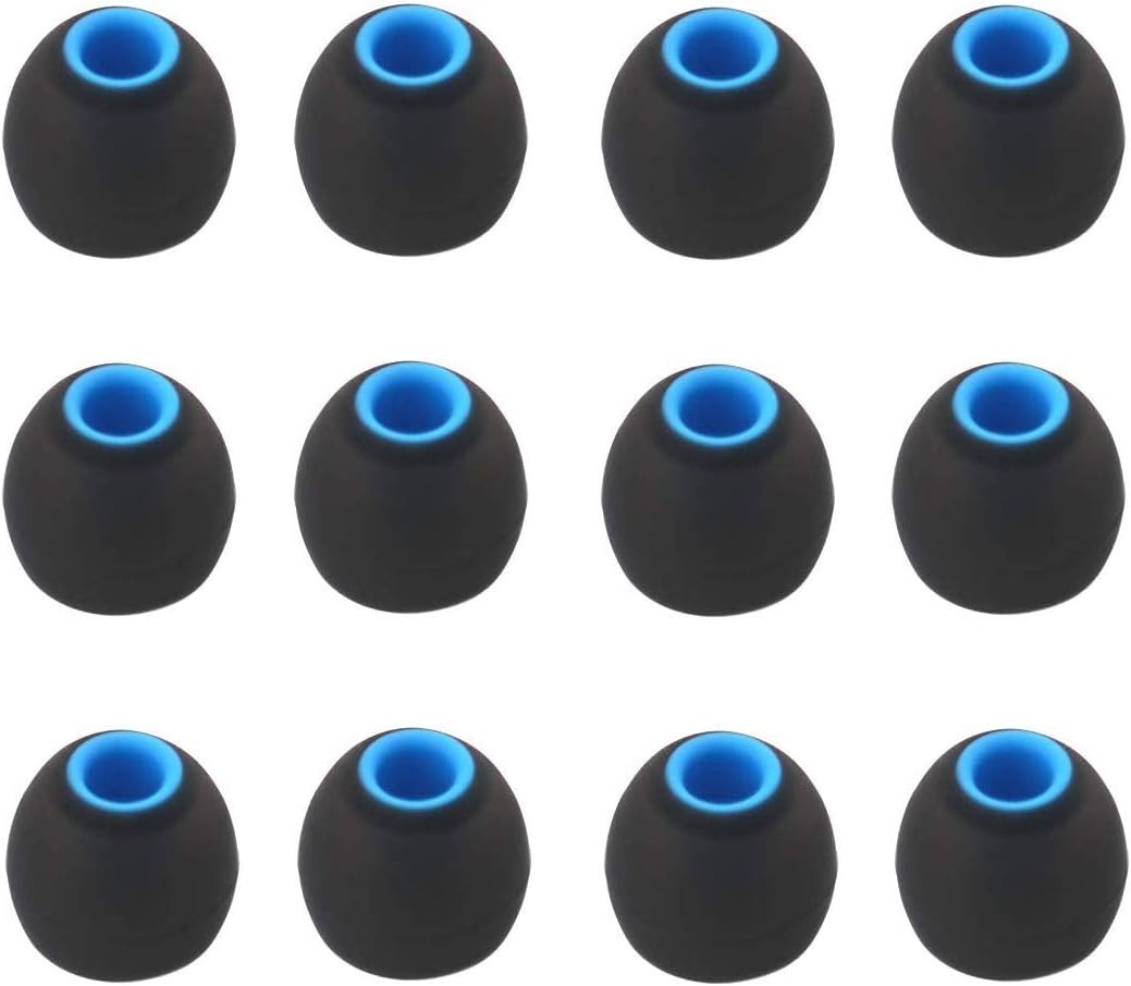12PCS Small Size Replacement Ear Tips Earbuds Eartips Eargels Ear Cap for Powerbeats Pro, BeatsX, Senso, TOZO, Sony & Other Inner Hole 3.8mm Earbud in-Ear Headphones,Black-Blue,S