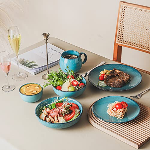 Henxfen Lead Ceramic Dessert Bowls 8 Ounce - Small Stoneware Serving Bowls For Dipping, Ice Cream, Snacks, Rice, Side Dish, Microwave Safe, Turquoise #TOP6