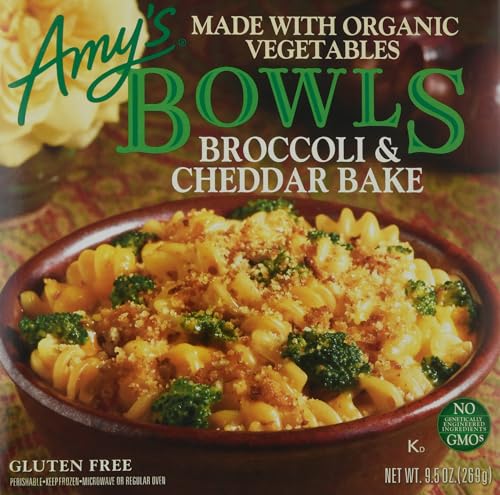 Amy's Frozen Meals, Broccoli & Cheddar Bake Bowl, Made With Organic Vegetables, Microwave Meals, 9.5 Oz