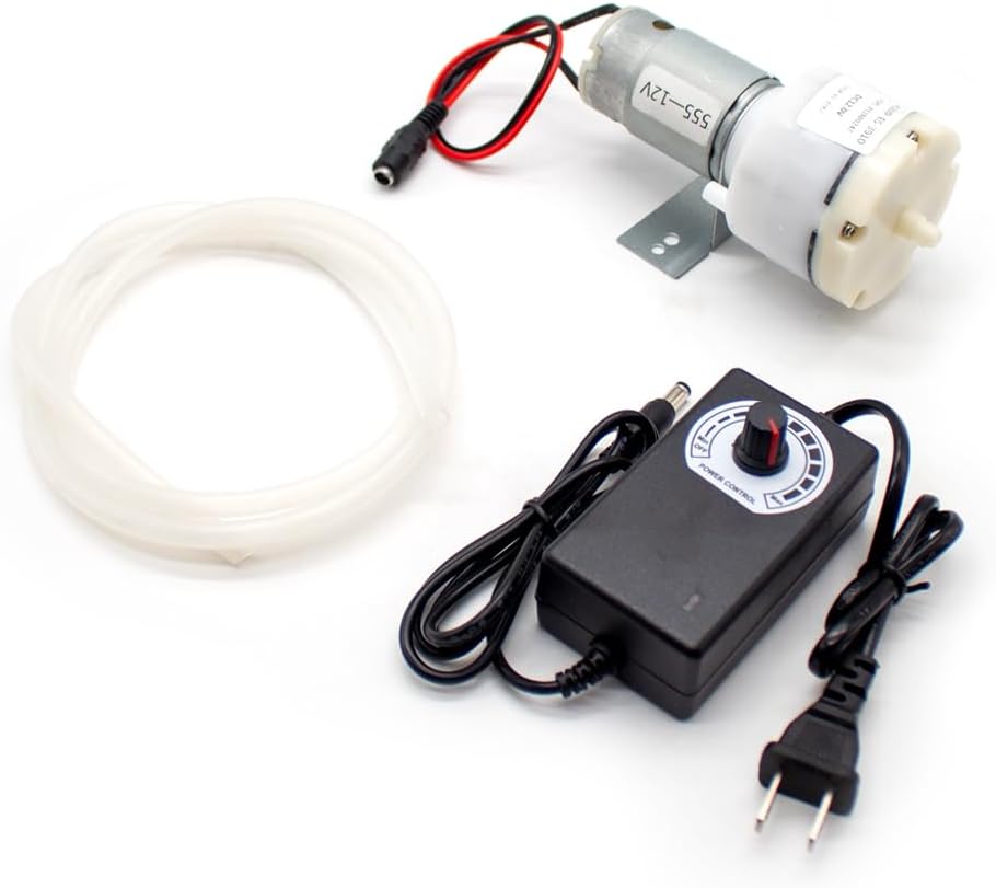 iDili DC 12V 24V Mini Vacuum Pump 15L/min Micro Water Pump Suction Pump with Adjustable Power Adapter and Motor Bracket (DC 24V)