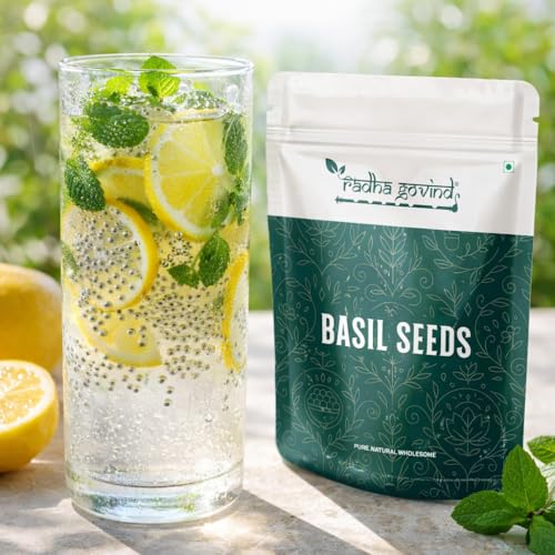 Image of Radha Govind Raw Basil Seeds for Eating 400 g High in Fiber and Omega3 Sabja Seeds