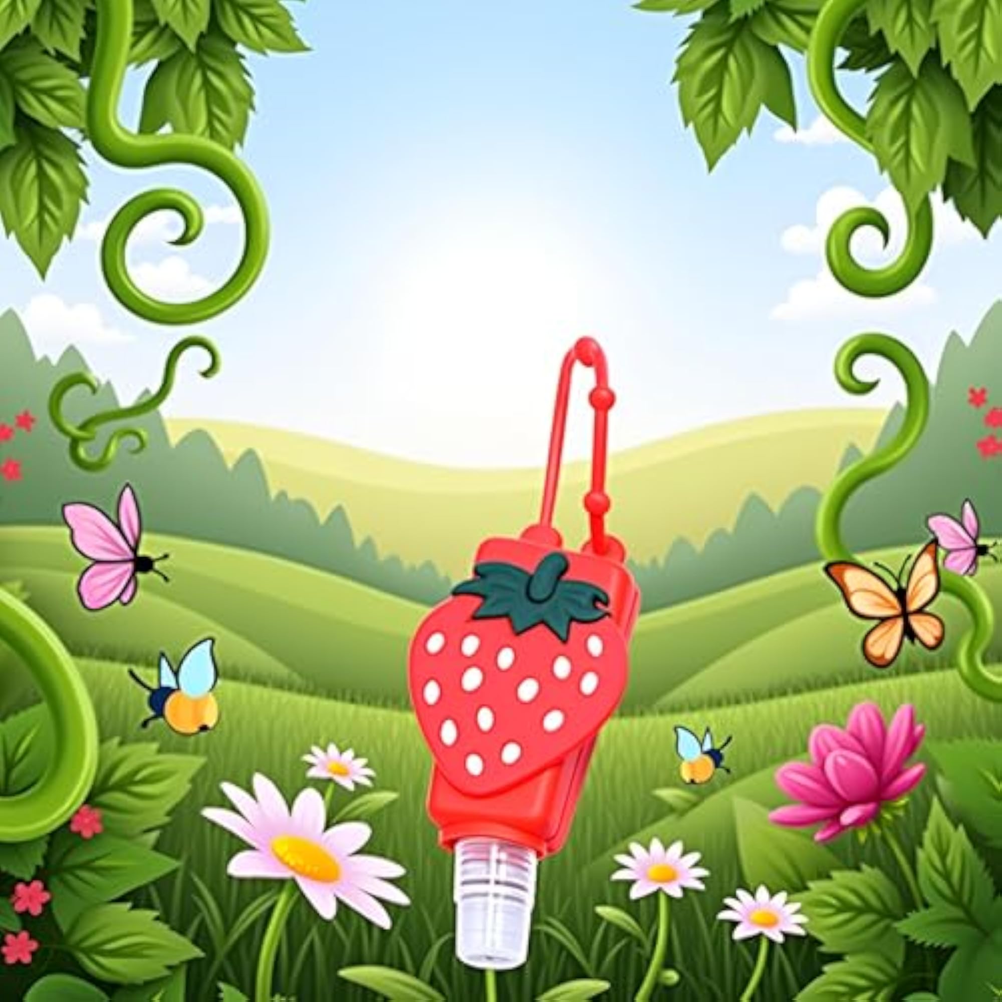 Red Strawberry Empty Travel Hand Sanitizer Bottle