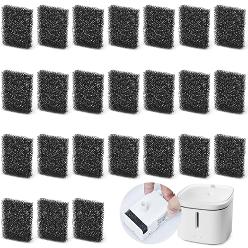 NISENTIA Katzenbrunnen Filter, 24 Stück Katzen Trinkbrunnen Schwamm Schaum Filter, Wasserpumpenfilter, Schwammfilter für Katzenbrunnen, Cat Fountain Sponge Filter, Ersatz Schaumstofffilter