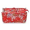 IGNPION Printed Insert Handbag Purse Organiser 13 Pockets Expandable Liner Bag Pouch Zipper Closure Tote Organiser Diaper Bag Insert with Handle (Red Flower #2