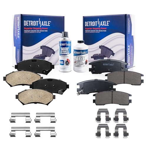 Image of Detroit Axle - Brake Pads for Chevrolet Impala Monte Carlo Venture Buick Regal Century Olds Intrigue Silhouette Pontiac Grand Prix Montana Ceramic Brake Pads Front & Rear Replacement