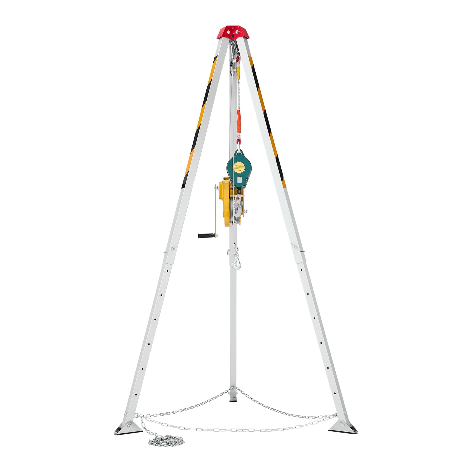 VEVOR Kit de Trípode de Rescate para Espacios Confinados, con Cabrestante 1179 kg, Patas Ajustables de 1,45 m, Cable de 30 m, Protección Anticaídas de 10 m, Altura de Trabajo de 1,6 a 2,45 m