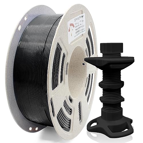 Image of Reprapper Black PETG Filament for 3D Printer 1.75 mm (± 0.03 mm) 2.2 lb (1 kg) Perfectly Coiled in Recycled Spool