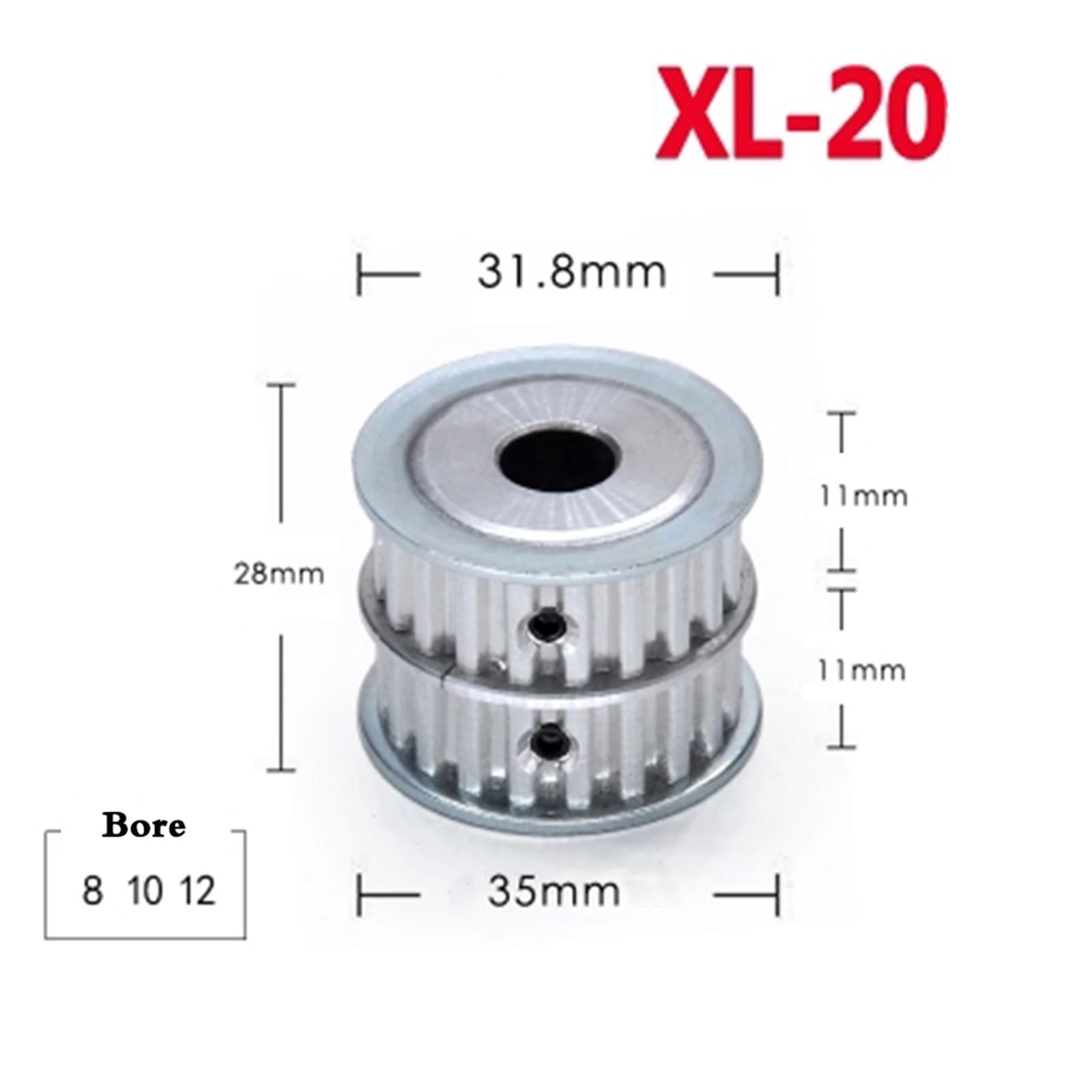 1Pc XL20 zęba koło pasowe rozrządu podwójne okrągłe synchroniczne koło zębate szerokość 11mm otwór 8mm 10mm 12mm(8mm)