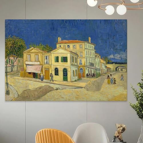 Póster de Van Gogh La Casa Amarilla en lienzo, arte lleno de luz para las paredes de casa 5