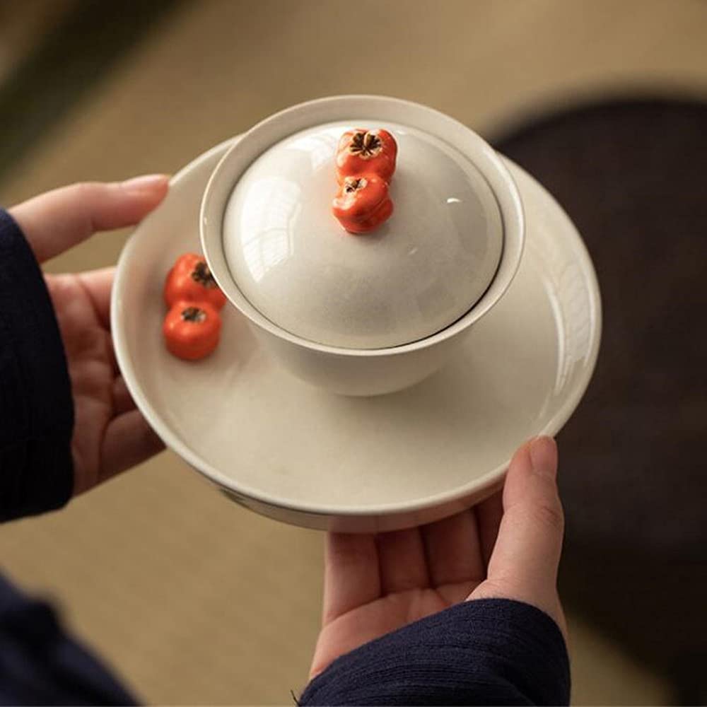 130ml Keramik Pflanze handgemachte Gaiwan Persimmon Terrine Kung Fu Tee-Set Schüssel Dekoration