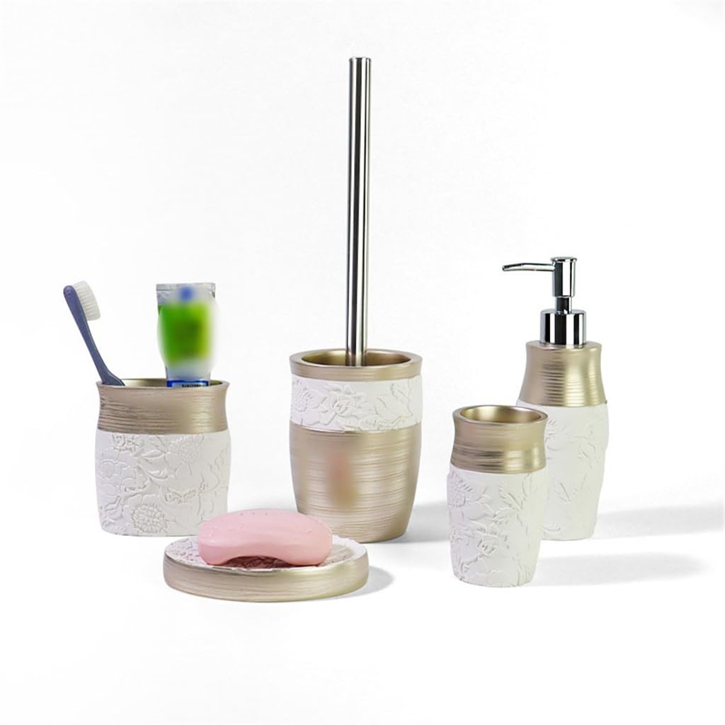 Lot de 5 articles de toilette en résine sculptés