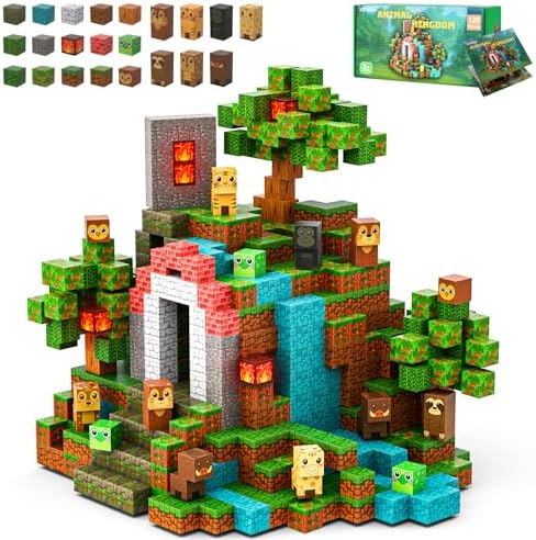 120 PCS Magnetic Blocks for Kids Ages 3 4 5 6 7 8 9 10, STEM Sensory Animal Magnetic Toys, Christmas Birthday Gifts for Toddlers Boys & Girls