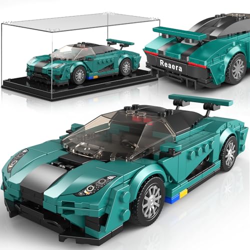 Mould King 27135 Speed Champions Klemmbausteine Auto Supersportwagen Bausteine mit Acryl Vitrine Modellautos zum Sammeln für Jugendliche und Erwachsene ab 8 Jahren (383 Teile)