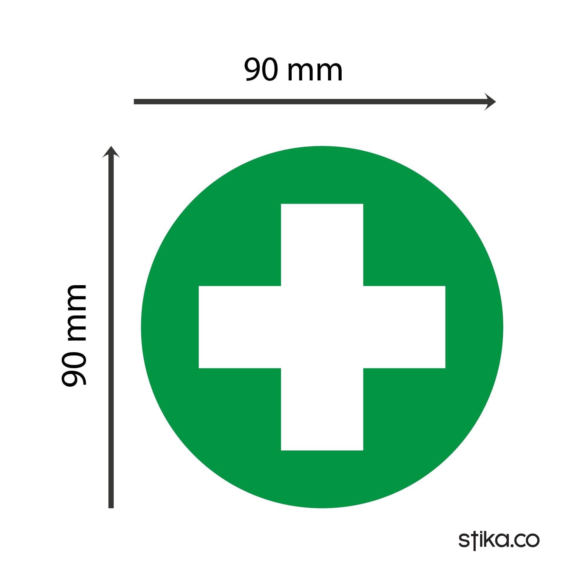 Adesivo Primo Soccorso – Croce Verde Segno di Salvataggio – Autoadesivo Cartello di Avvertenza per Kit di Pronto Soccorso - 10x10 cm (10
