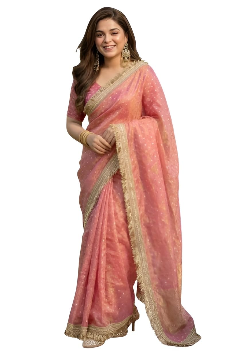 vragi Women’s Ready To Wear Saree with Beautiful Fancy Lace Border and Unstitched Blouse Piece-picture-22