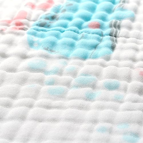 Image of BILLAMB Muslin Baby Bath Towel 2 Pieces 41.3X41.3 Inch Baby Cotton Gauze Towel Quilt Newborn Bath Towel 6 Layers Gauze Cotton Soft Ventilate Children Bath Towel Large Baby Towels (Blue Whale)