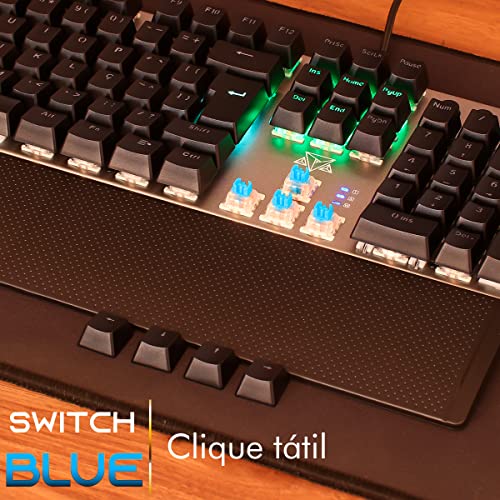 Teclado Gamer Mecânico PC Computador Adamantiun Karambit Switch Azul Blue Abnt2 Macro Software Doubl