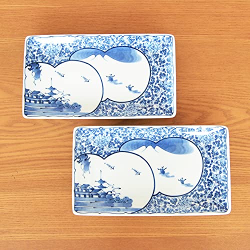 Set 2 platos rectangulares de cerámica japonesa miniatura 2