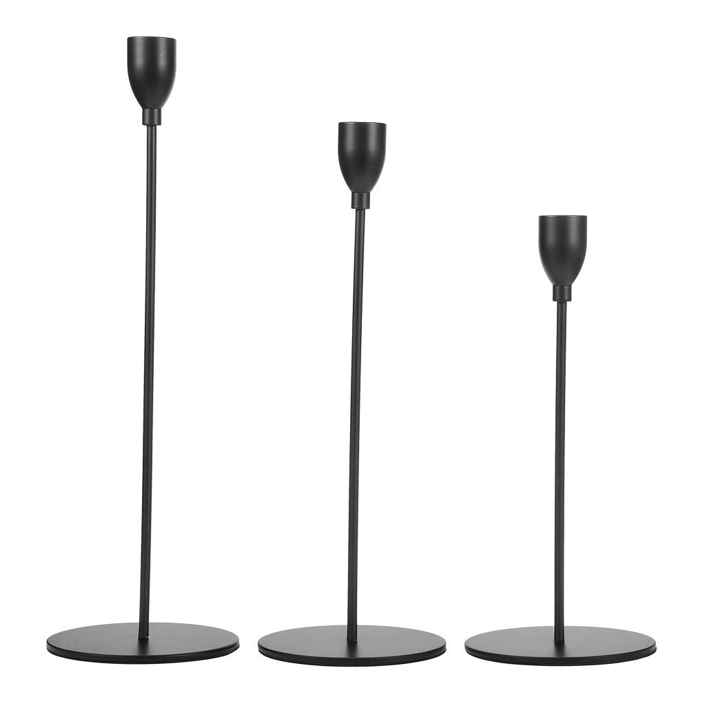 Buy Ardour Matte Black Candle Holders Set of 3 for Taper Candles