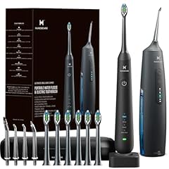 2-1 Oral Clean Kit- Water Dental flosser & Electric Toothbrush Combo- Brushing & Flossing- for Teeth Cleaning and Gum Health (Black)